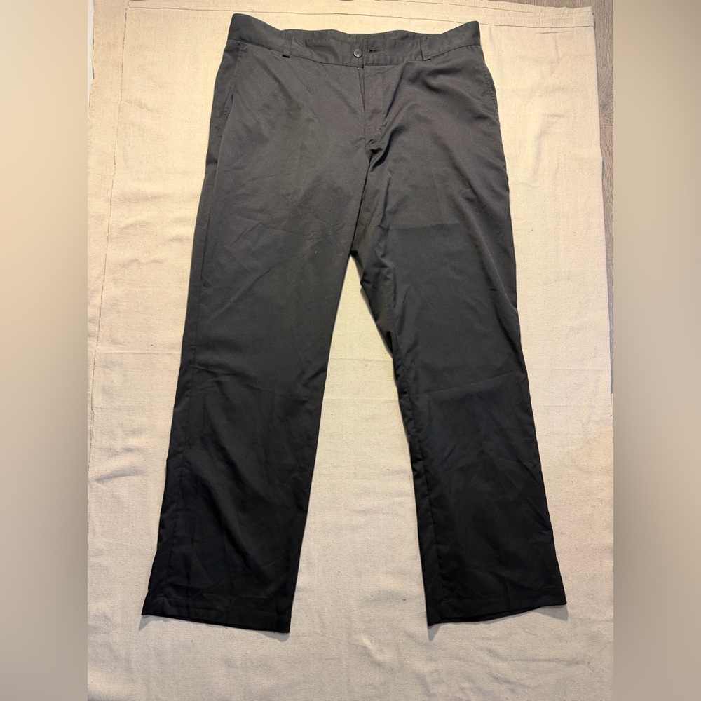 Adidas Climalite Golf Pants Mens 36x32 Black Polyester Flat Front Performance